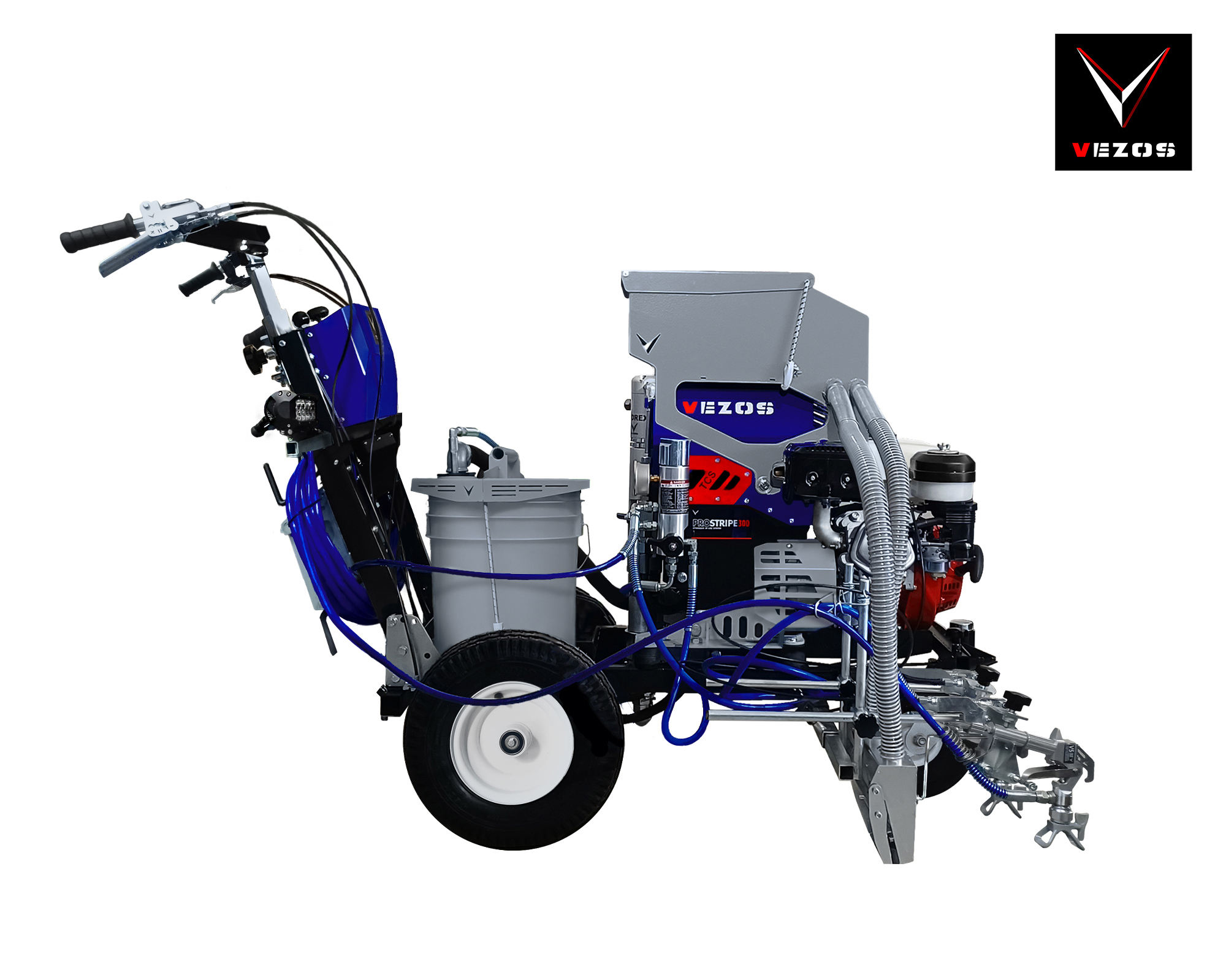 vezos walk behind line striper PROSTRIPE 300 - 2 paint guns - gravity bead hopper