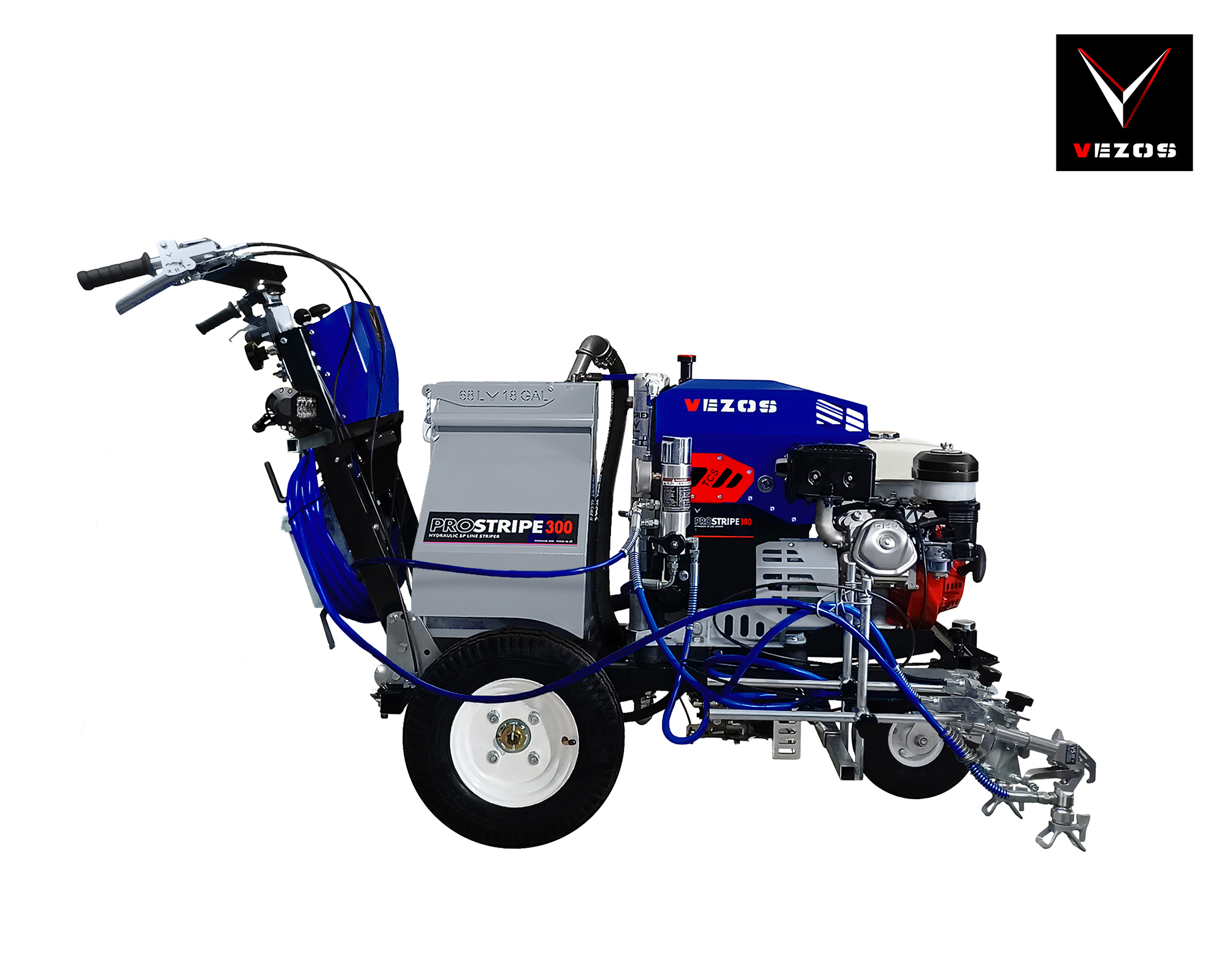 self propelled line striper prostripe 300 - 2 paint gun with paint hopper