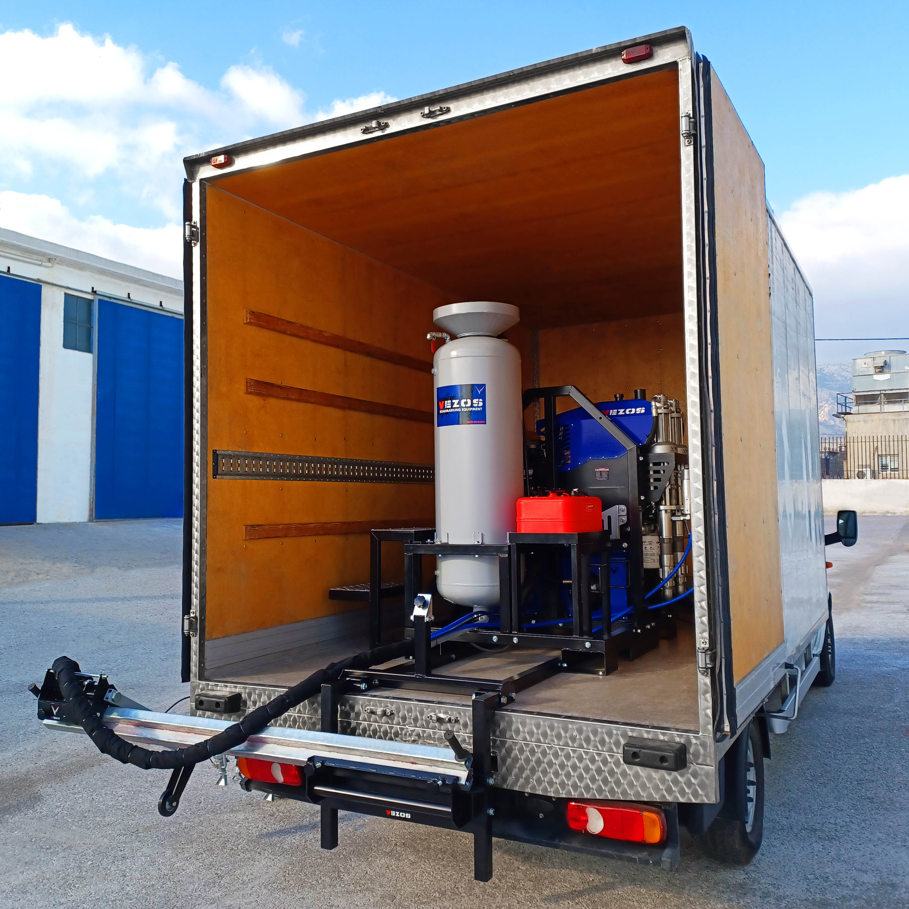 truck mounted road marking kit vezos roadmaster 5 - line striping truck - road marking truck