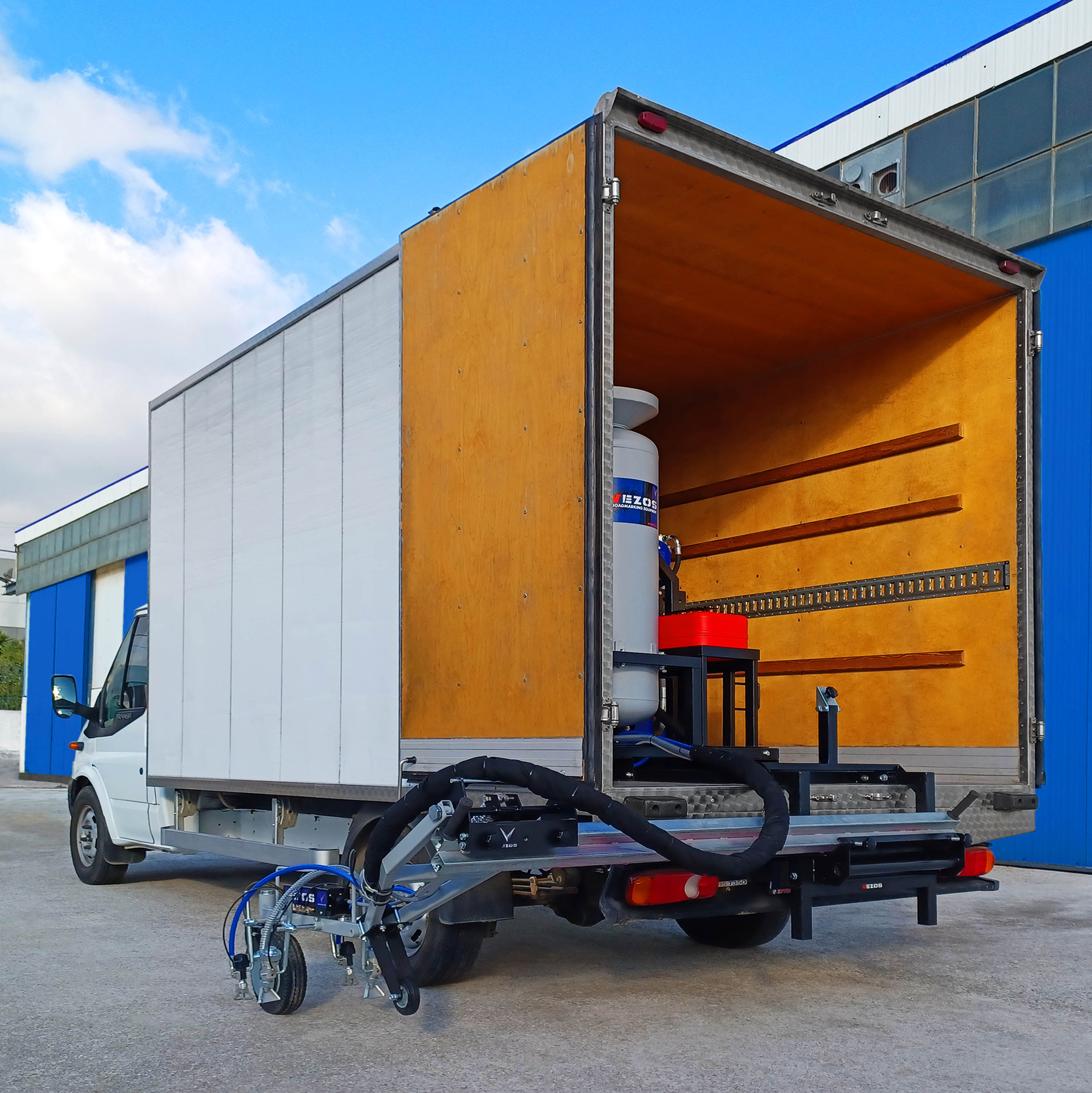 truck mounted road marking kit vezos roadmaster 5 - line striping truck - road marking truck